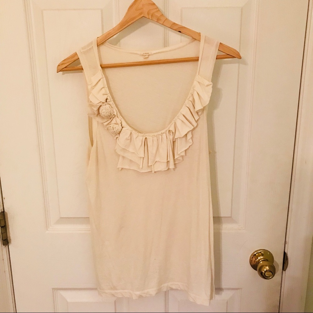 J. Crew Cream Ruffle Tank